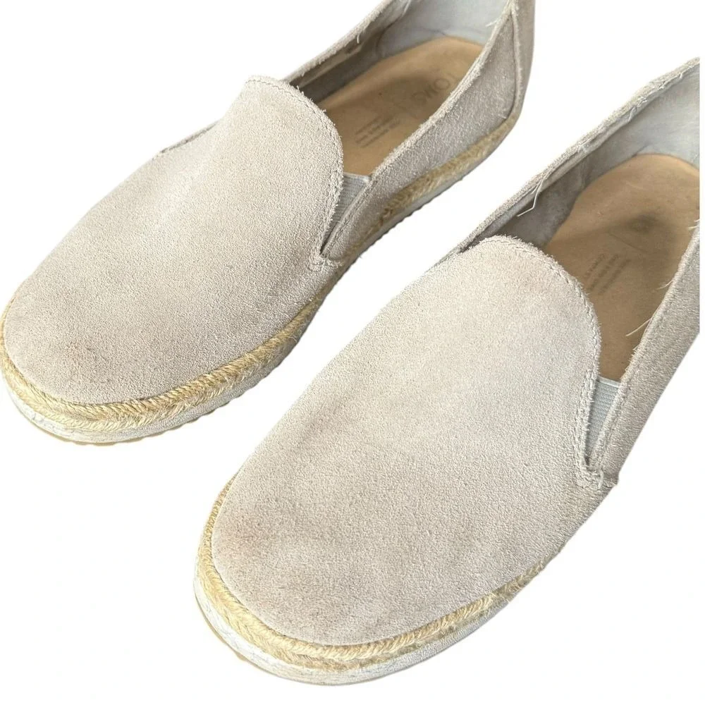 TOMS Palma Suede Platform‎ Espadrille Slip On Jute Shoes Womens 10 Minimalist